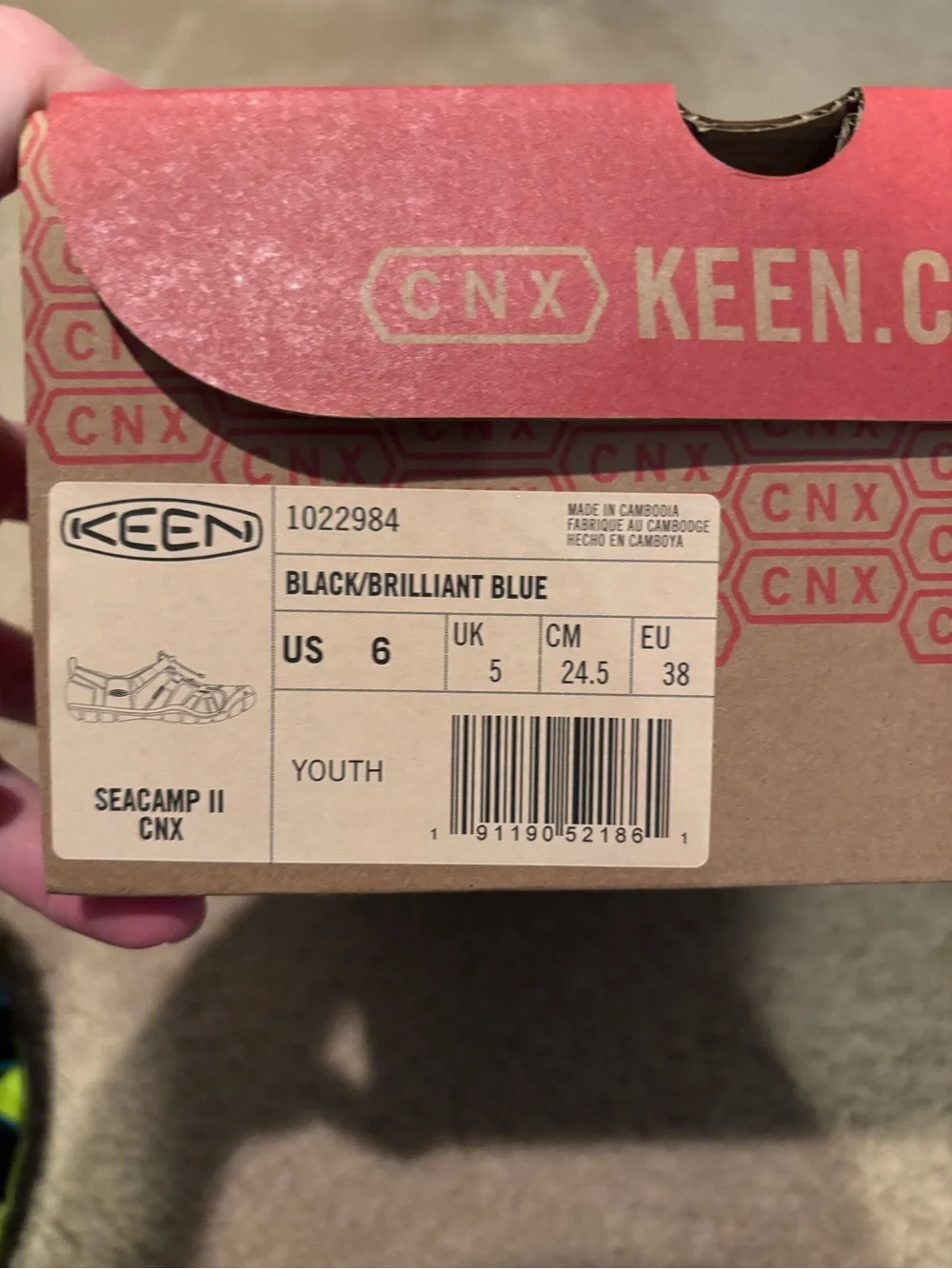 Keen Youth Seacamp II CNX Sandals - Black & Brilliant Blue - size 6